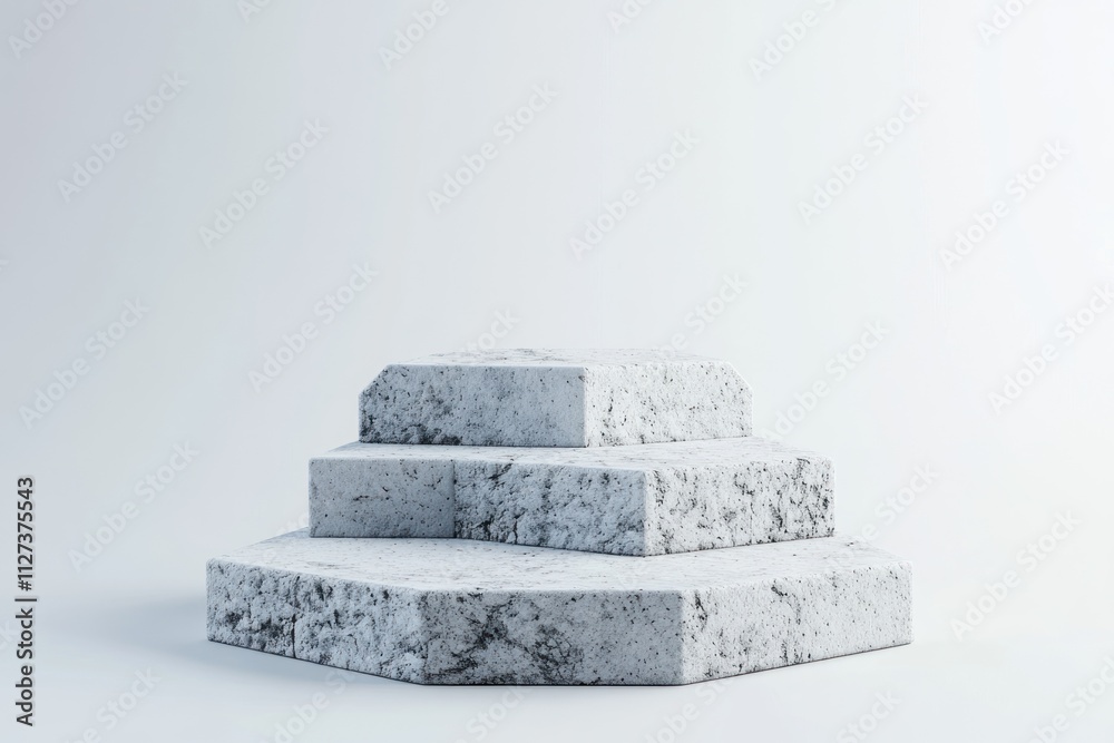 Aufkleber A geometric structure featuring three hexagonal platforms stacked in a minimalist style.