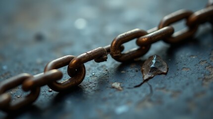 Obraz premium A close-up of a broken chain symbolizing freedom from sex trafficking, placed on a textured surface to emphasize the importance of breaking free from exploitation and abuse