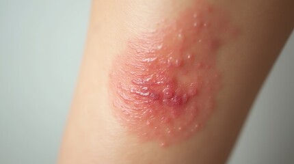 A close-up image of inflamed skin, showcasing redness and swelling, effects of inflammation on the body