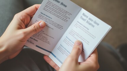 Obraz premium A close-up of hands holding a support brochure for victims, highlighting resources available for assistance and recovery