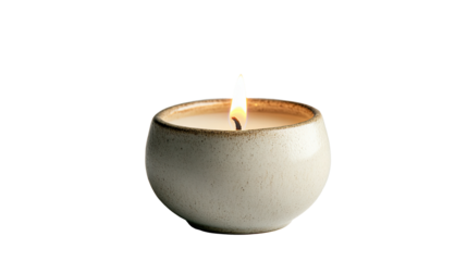 Ceramic candle isolated on a transparent white background