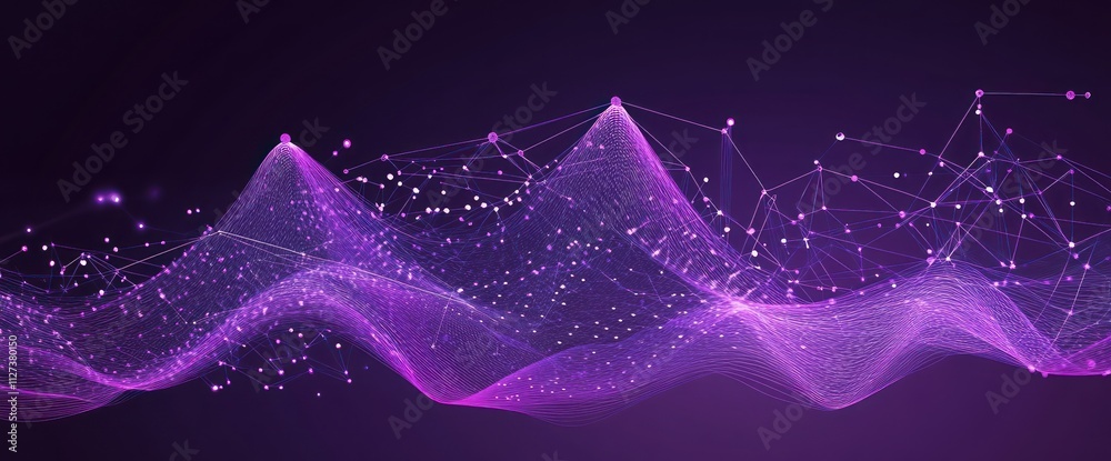 Aufkleber abstract digital waves in purple tones, representing data or technology concepts.