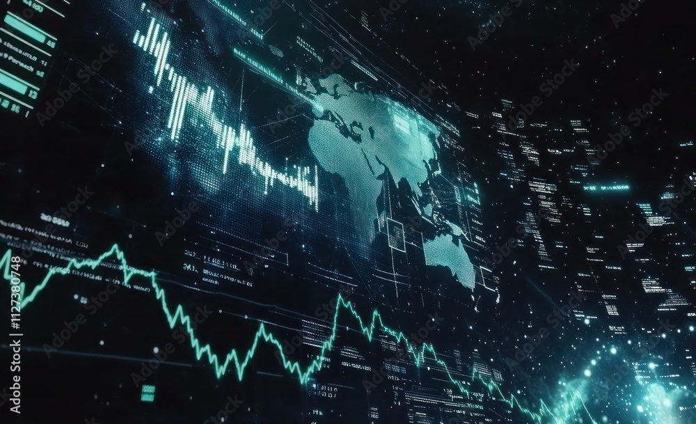 Leinwandbilder digital representation of global data trends and analytics.