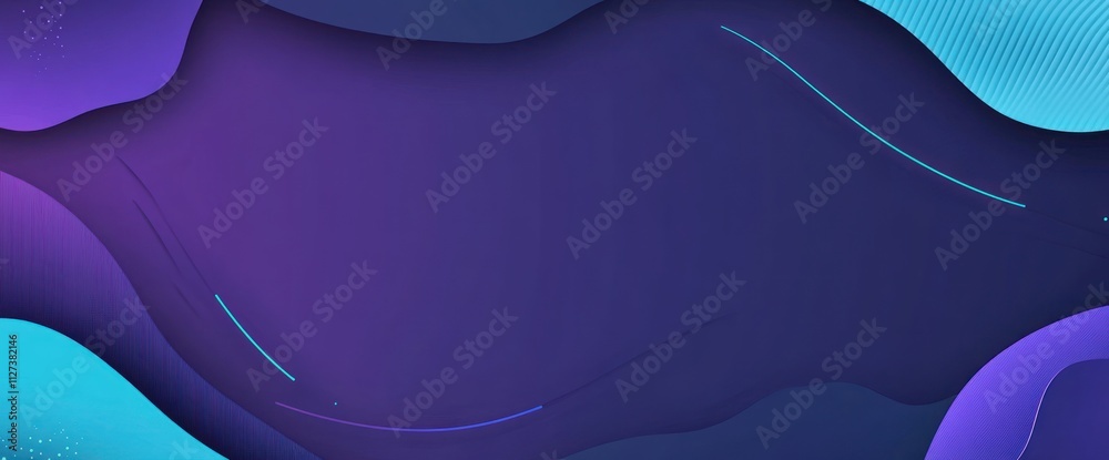 Poster abstract digital background with flowing shapes and gradients in purple and blue tones.