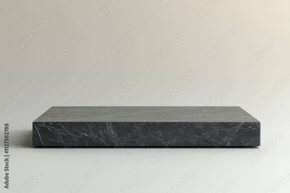 Poster a simple black marble slab on a neutral background, suitable for display or presentation.