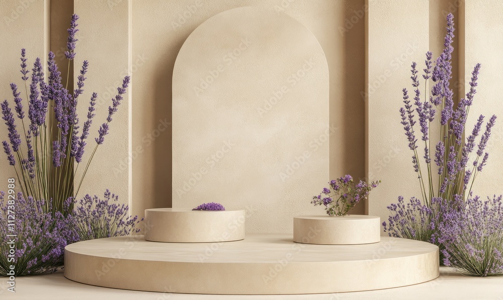 Poster Minimalist display featuring lavender arrangements in a serene setting.