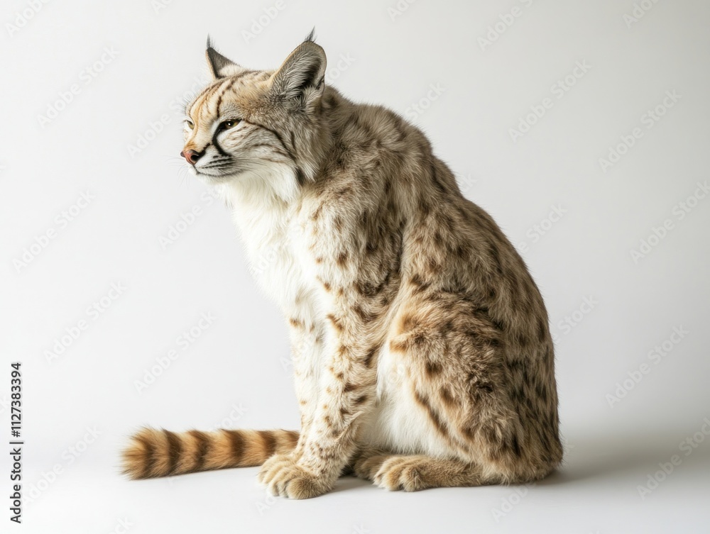 Poster A side view of a lynx sitting gracefully against a neutral background.