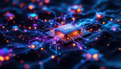 Futuristic Circuit Board Depicting Advanced Quantum Computing Technology