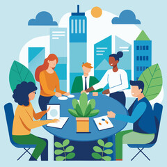 Sustainable City Development Strategy Meeting in Urban Planning Office