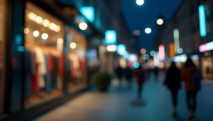 Blurred background of a city at midnight features a clothing shop offering a surprise sale to midnight shoppers suddenly._00003_