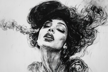 Here is a 10-word description of the image: Monochromatic sketch