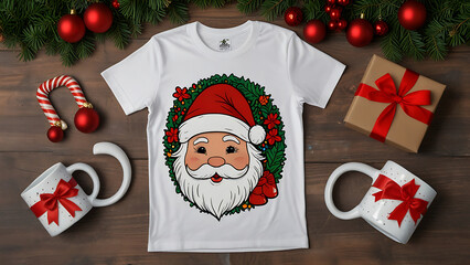 Christmas Bundle with Santa Baby tshirts and mugs die cut stickers
