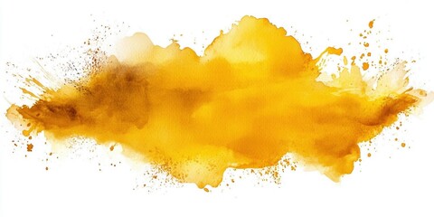 Vibrant yellow watercolor splash on white background capturing fluid art trends