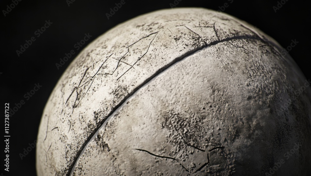 Aufkleber a close-up view of a textured, worn ball with visible scratches and markings.