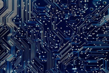 Futuristic vector illustration of a aqua circuit board with intricate digital tech elements, perfect for advanced technology backgrounds.