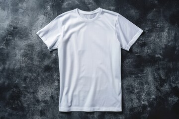 White Crew Neck T Shirt on Dark Background