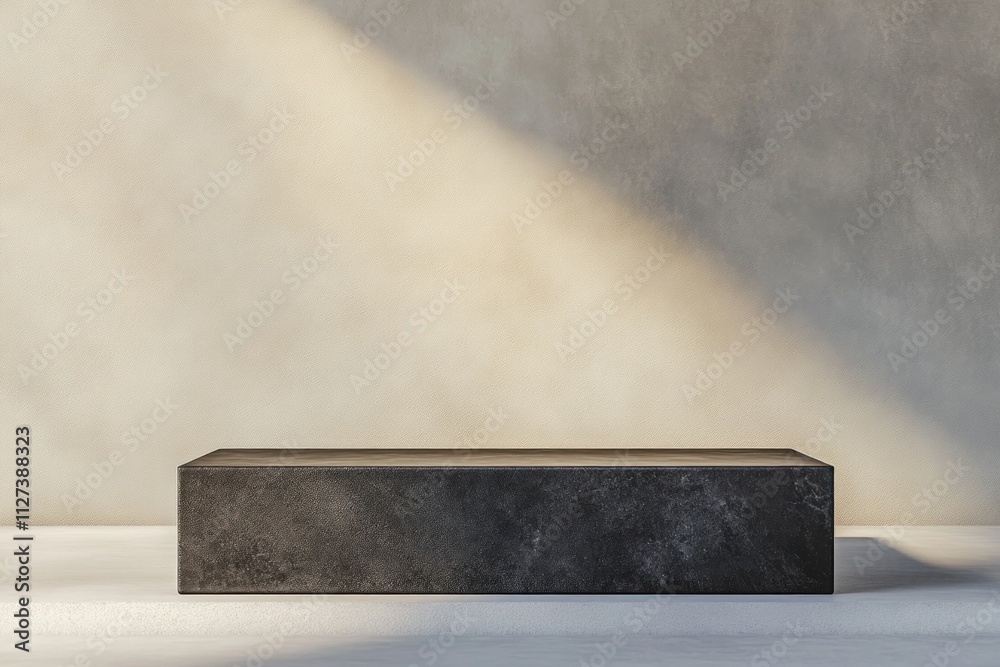Aufkleber Minimalist display platform with soft lighting against a textured wall.