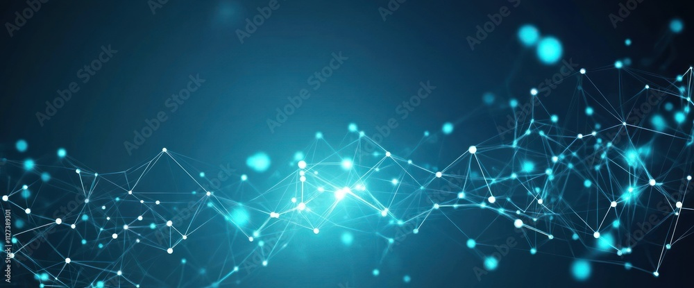 Fototapete Abstract representation of interconnected nodes and lines, symbolizing data and technology.