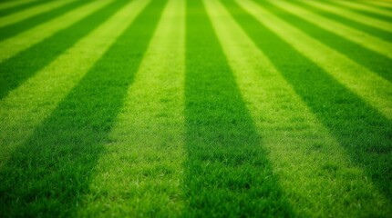 Obraz premium Freshly mowed lawn with a vibrant green color and neat stripes, showcasing its well-maintained appearance, ideal for outdoor photography and landscaping projects, emphasizing beauty and care.