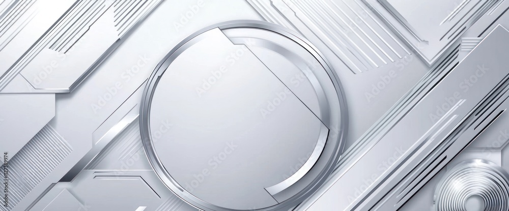 Aufkleber A sleek, modern design featuring circular and linear elements in a silver color scheme.