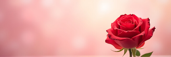 A red rose blooms beautifully against a soft pastel background, symbolizing timeless love and classic romantic notions._00001_