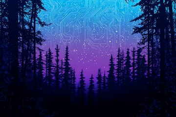 Obraz premium Futuristic vector illustration of a aqua circuit board with intricate digital tech elements, perfect for advanced technology backgrounds.