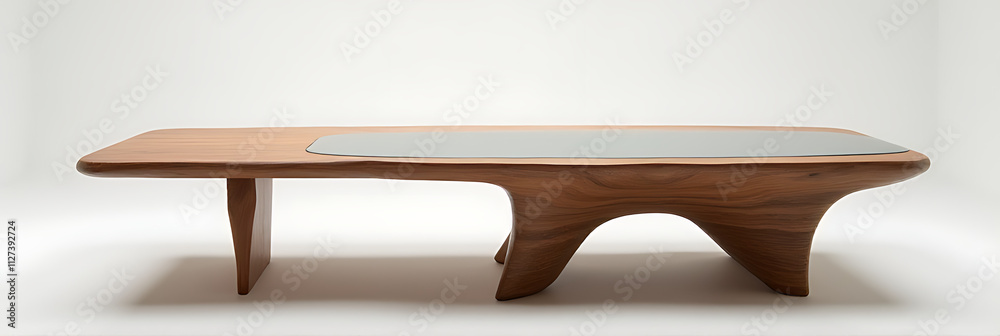 Poster A minimalist end grain wood table features a transparent background design on its countertop for a modern aesthetic appeal._00002_