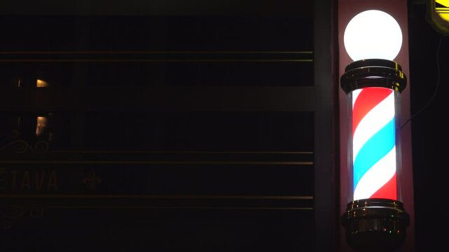 Riga, Latvia A spinning barber shop peppermint swirl.