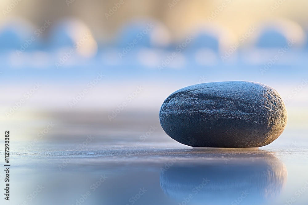 Aufkleber a solitary stone rests on a smooth surface, reflecting soft light and serene colors.