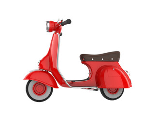 Red old scooter vintage isolated in transparent background png