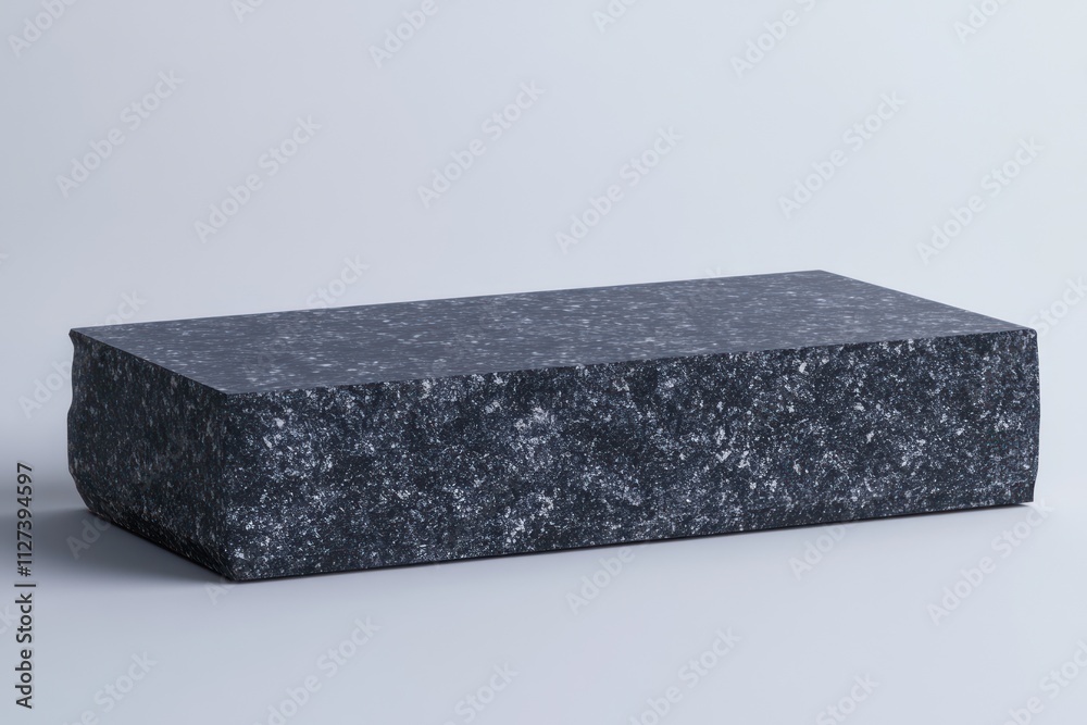 Aufkleber a rectangular block of dark, textured material, possibly resembling a stone or concrete surface.