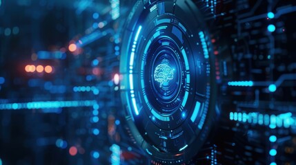 Futuristic Technology Brain Interface Digital Display