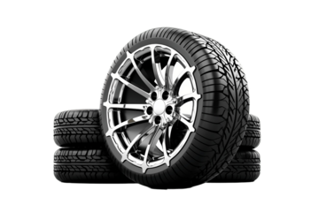 Alloy Wheel and Tire Set Isolated on Transparent Background Generative AI