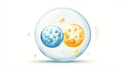 Biotech Company Icon Featuring Molecular Spheres in a Glass Orb with Minimalist Logo