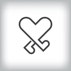 idea running heart foot design logo. lifestyle and sports template ribbon geometric style.