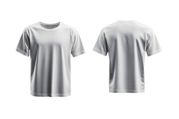 Fototapeta premium A white short sleeve crew neck t-shirt is shown from both the front and back on a white background..