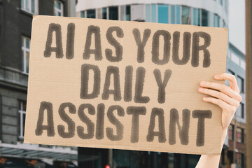 "AI as your daily assistant" portrays advanced technology simplifying routines. Innovation. Productivity. Machine. Digital. Future. Efficiency. Connection
