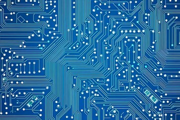 Futuristic vector illustration of a aqua circuit board with intricate digital tech elements, perfect for advanced technology backgrounds.