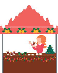 Festive Christmas stall with drinks.