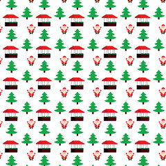 Festive Christmas Pattern with Santa and Trees