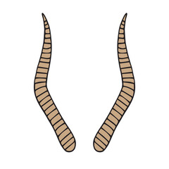 Vector hand drawn sketch doodle colored antelope horns isolated on white background