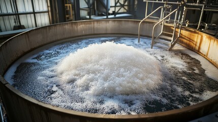 Inside a Fermentation Unit: A detailed view of the internal structure of a biogas fermentation tank, showcasing agitators and temperature control systems.