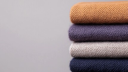 A collection of raw fabrics featuring linen, silk, and cotton, arranged to display their softness and vibrant shades.