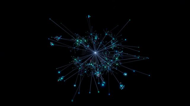 Animation of Growing, Branching and Spreading Colorful AI Neural Network Visualizing Artificial Intelligence Models or Social Media Algorithms, Machine Learning, Chatbot, and Large Language Models