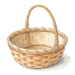 Fototapeta premium Basket full empty flower drawing illustratio clipart clip art cartoon digital art, isolated on white background