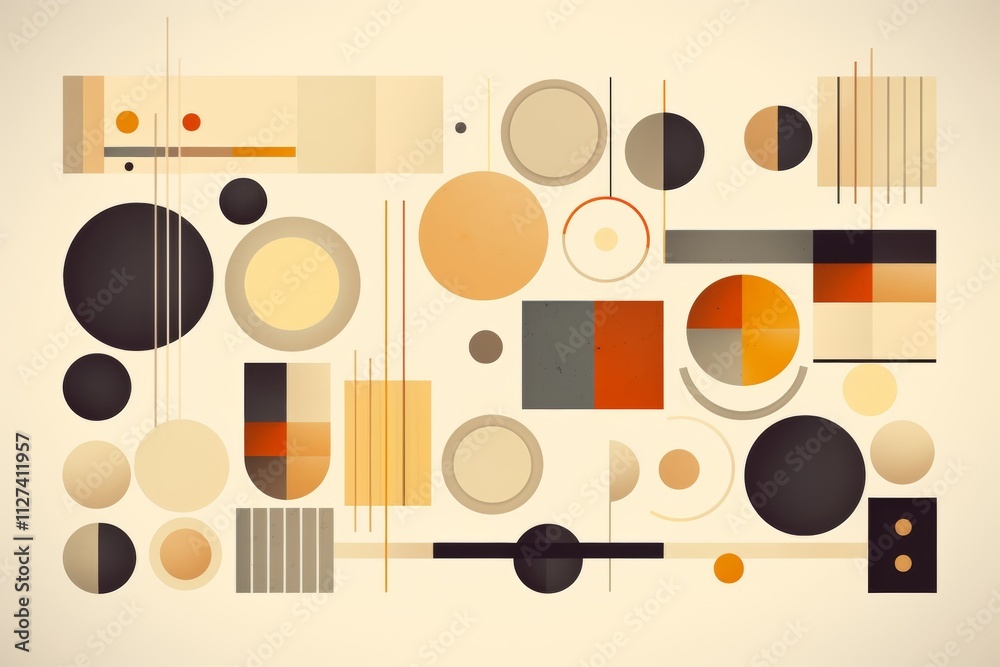 Poster dynamic composition of intersecting circles in varying sizes and colors for optical lens effect
