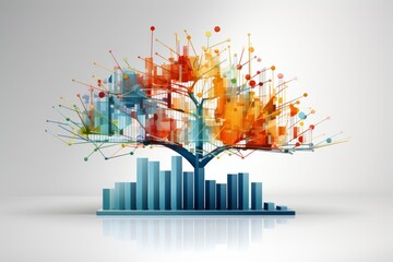 Fototapeta premium Abstract tree design featuring graphs symbolizing growth with green tones and bright accents