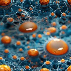 3d visualization of exosomes interacting with skin cells in vibrant colors and dynamic composition