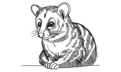 Squirrel sitting on a branch with a cute white kitten nearby in a cartoon illustration style