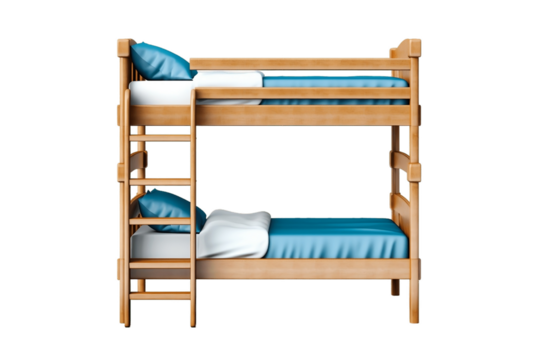 Stylish Kids' Bunk Bed Isolated on Transparent Background.